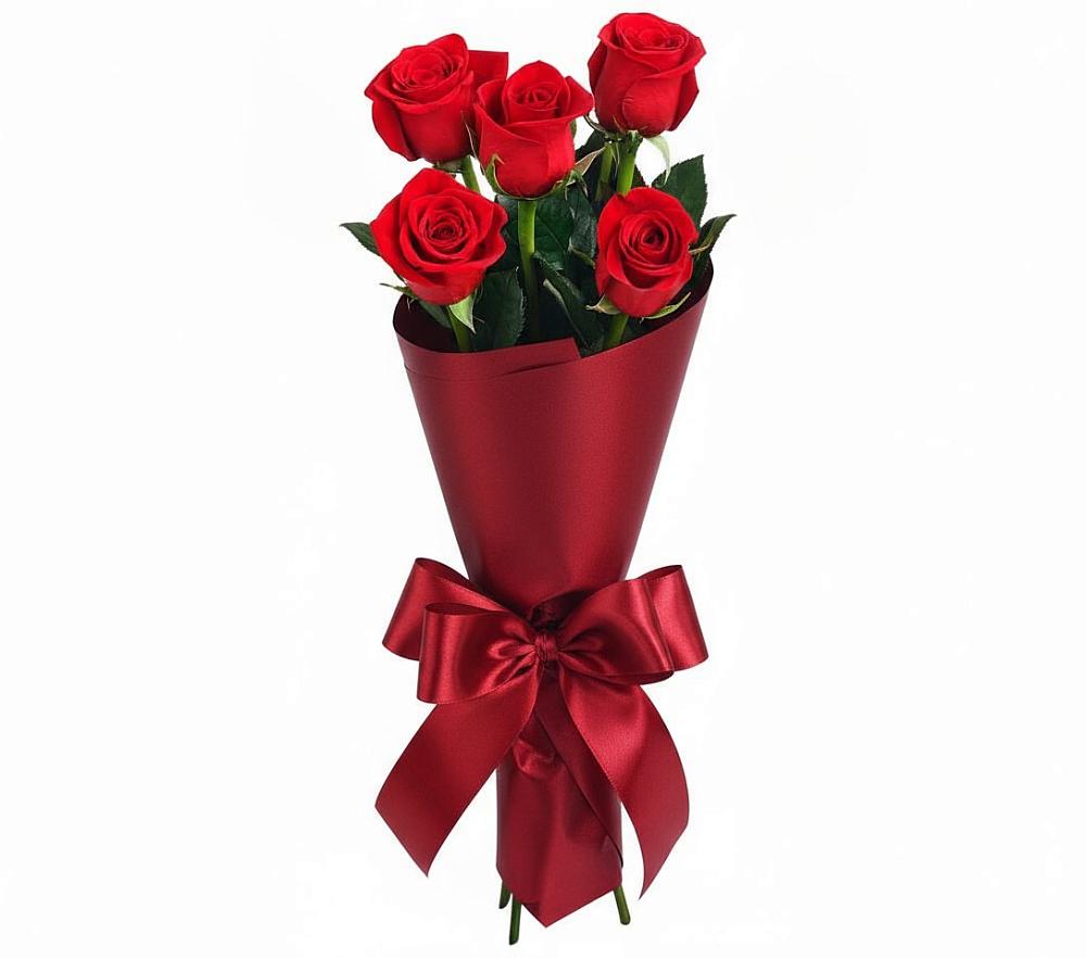 Букет 5 Красных роз Эдлесс Лав в Исаклы