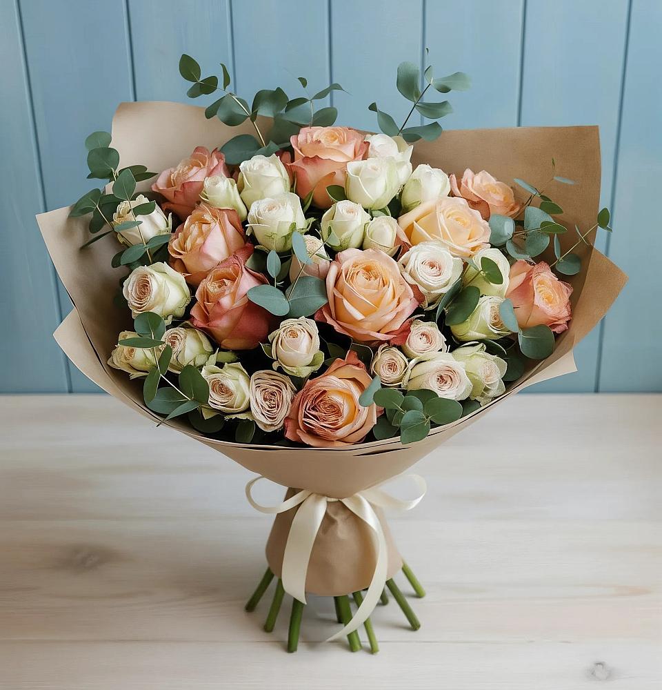 Букет цветов из: Альстромерии и Розы в Исаклы