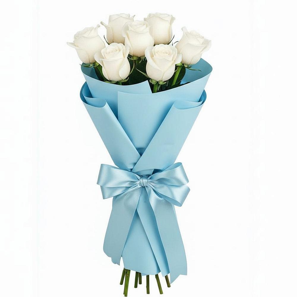 Букет 7 белых роз Проуд в Исаклы