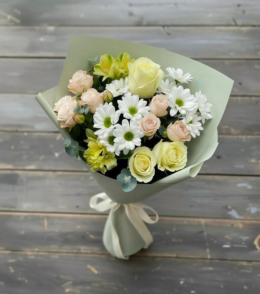 Букет цветов из: Альстромерии, Розы и Хризантемы в Исаклы