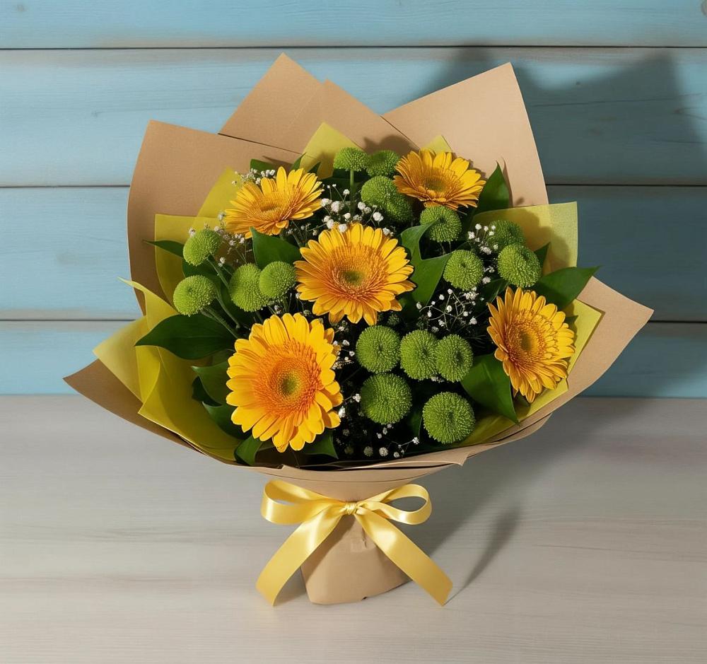 Букет цветов из: Герберы и Хризантемы в Исаклы