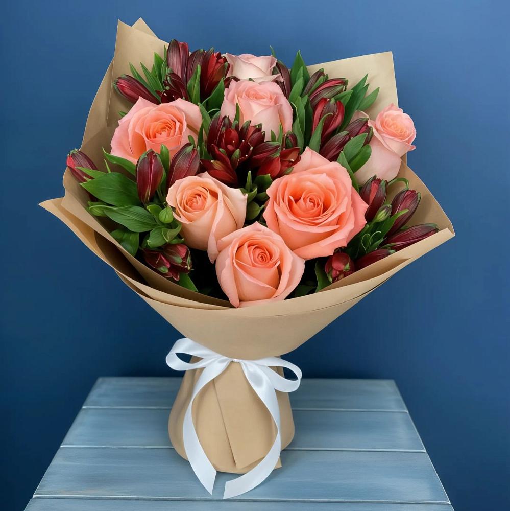 Букет цветов из: Розы и Альстромерии в Исаклы