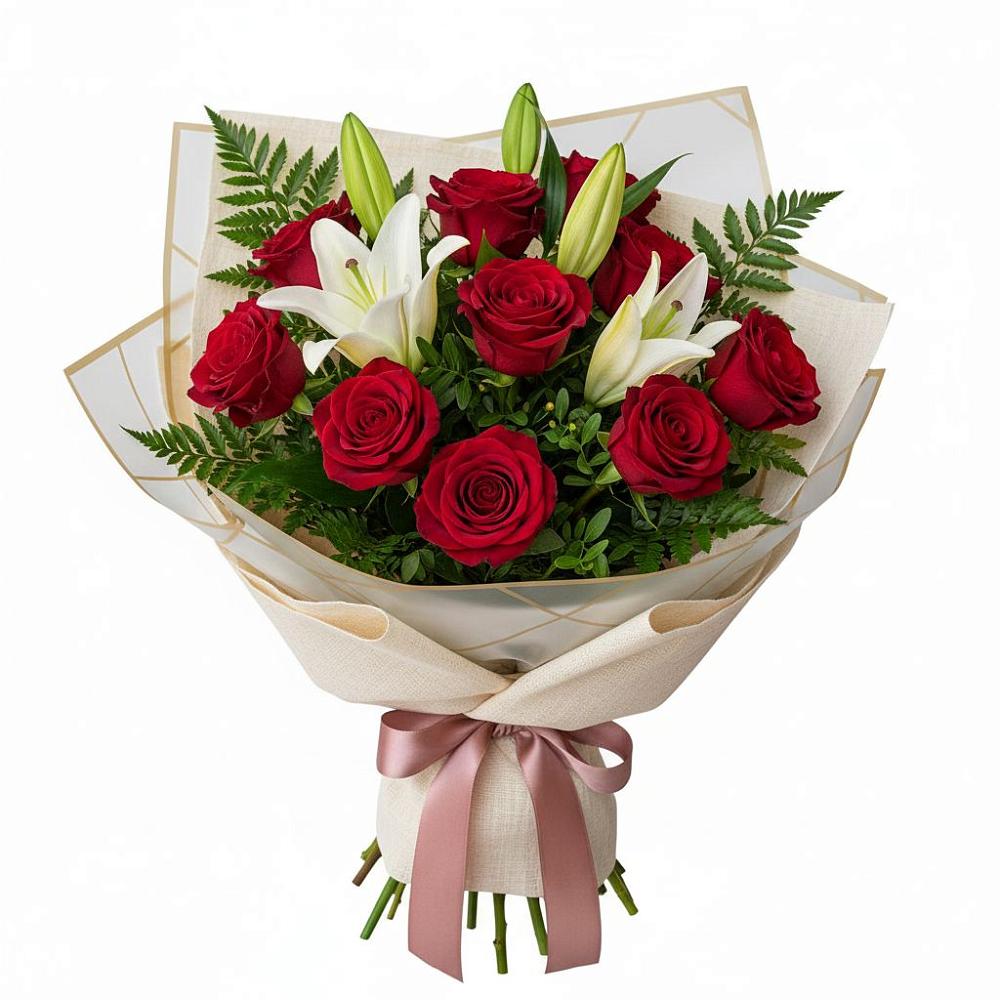 Букет цветов из: Лилии и Розы в Исаклы