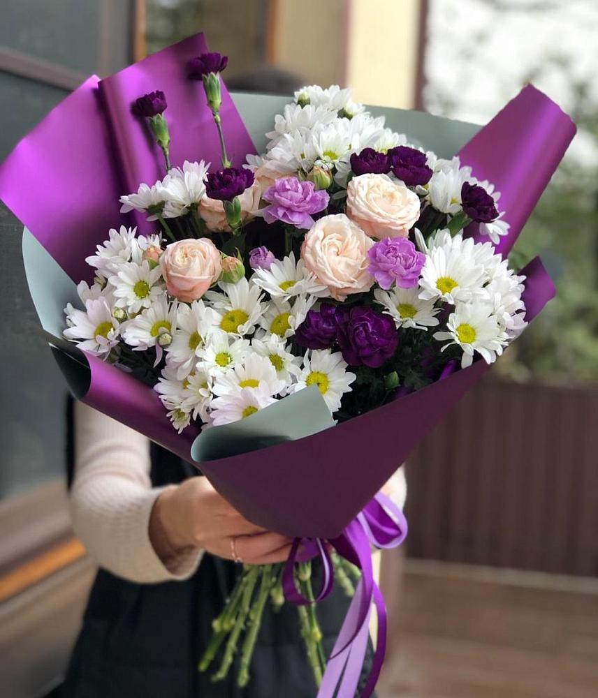 Букет цветов из: Хризантемы, Гвоздики и Розы в Исаклы