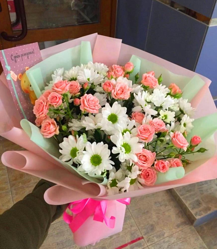 Букет цветов из: Розы и Хризантемы в Исаклы