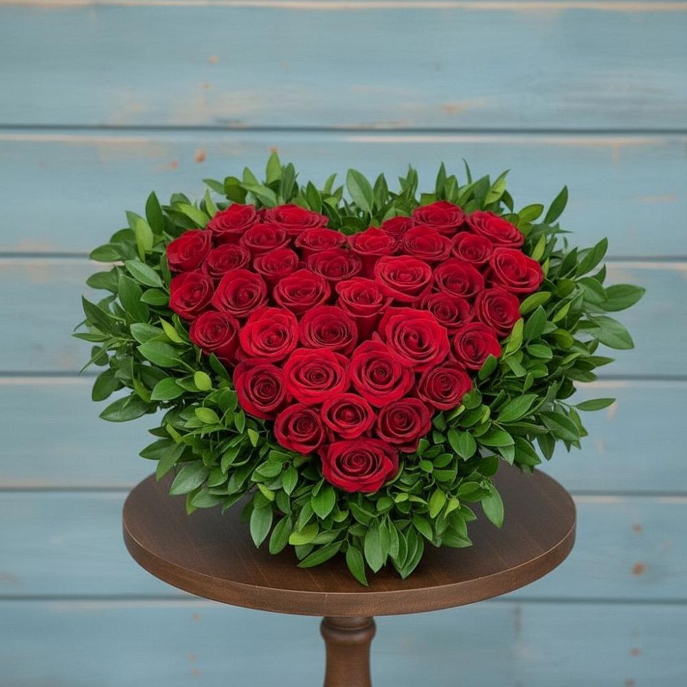 Цветочная композиция из Розы в виде сердца в Исаклы