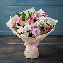 Букет цветов из:  Хризантемы, Альстромерии и Розы в Исаклы