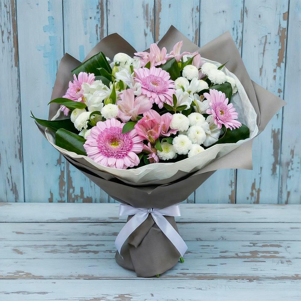 Букет цветов из: Герберы, Альстромерии и Хризантемы в Исаклы