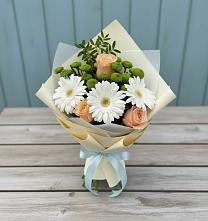 Букет цветов из:  Герберы, Розы и Хризантемы в Исаклы