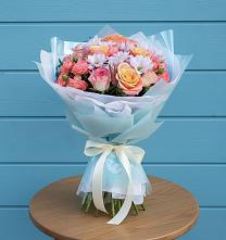 Букет цветов из:  Хризантемы и Розы в Исаклы