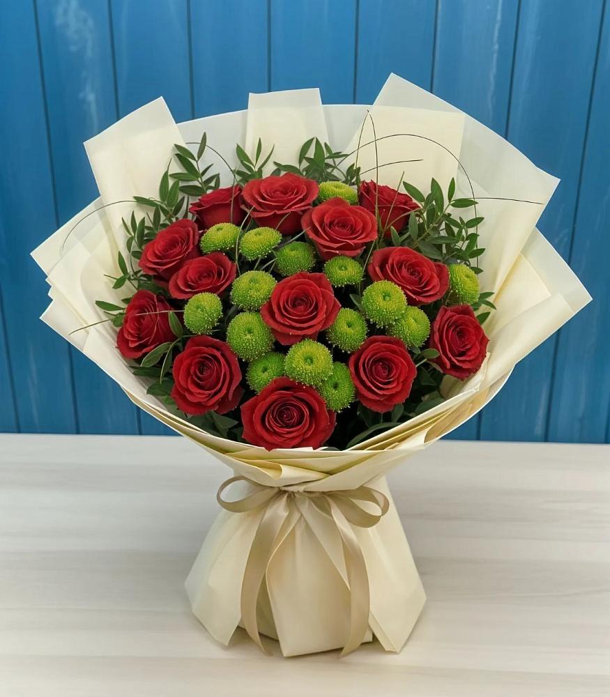 Букет цветов из: Розы и Хризантемы в Исаклы